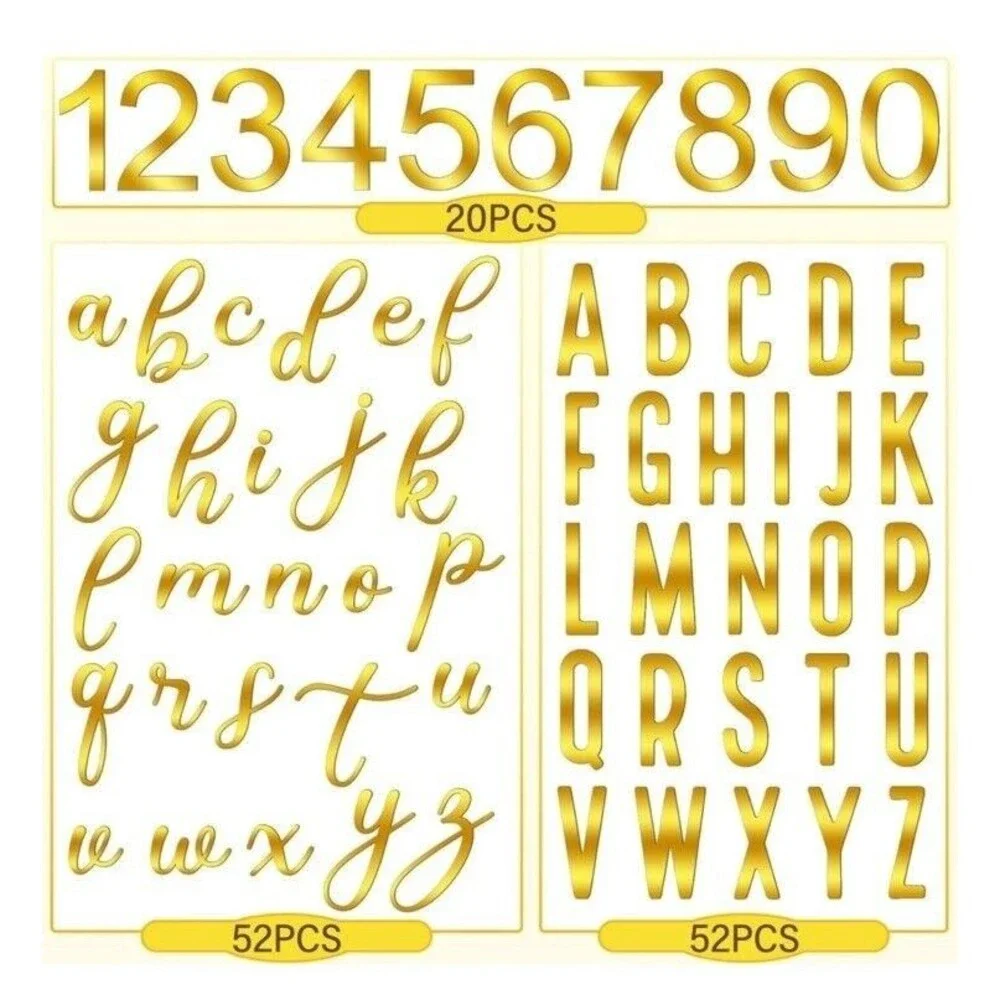 124 Piece Gold Acrylic Number Alphabet Cake Topper DIY Set Personalize Custom